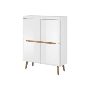 Komoda Piaski NORDI NK107 Biały z dodatkami w kolorze dębowym