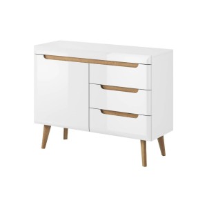 Komoda Piaski NORDI NKSZ107 Biały z dodatkami w kolorze dębowym