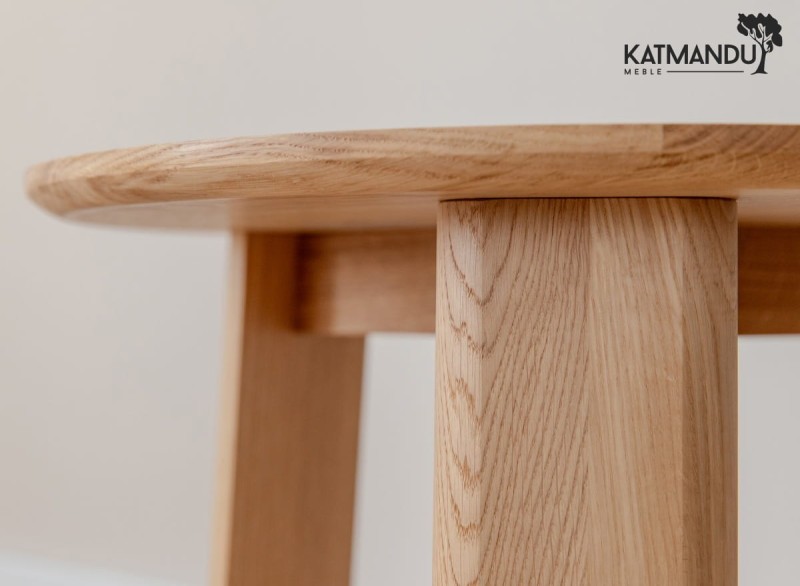 Detal nr6 stolika kawowego Katmandu Meble MONTI okrągły dębowy 51 cm