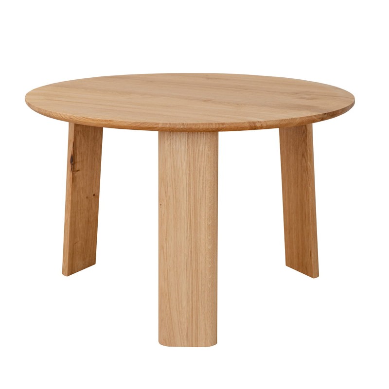Stolik kawowy Katmandu Meble MONTI okrągły dębowy 61 cm - Solidny stolik do salonu z litego dębu