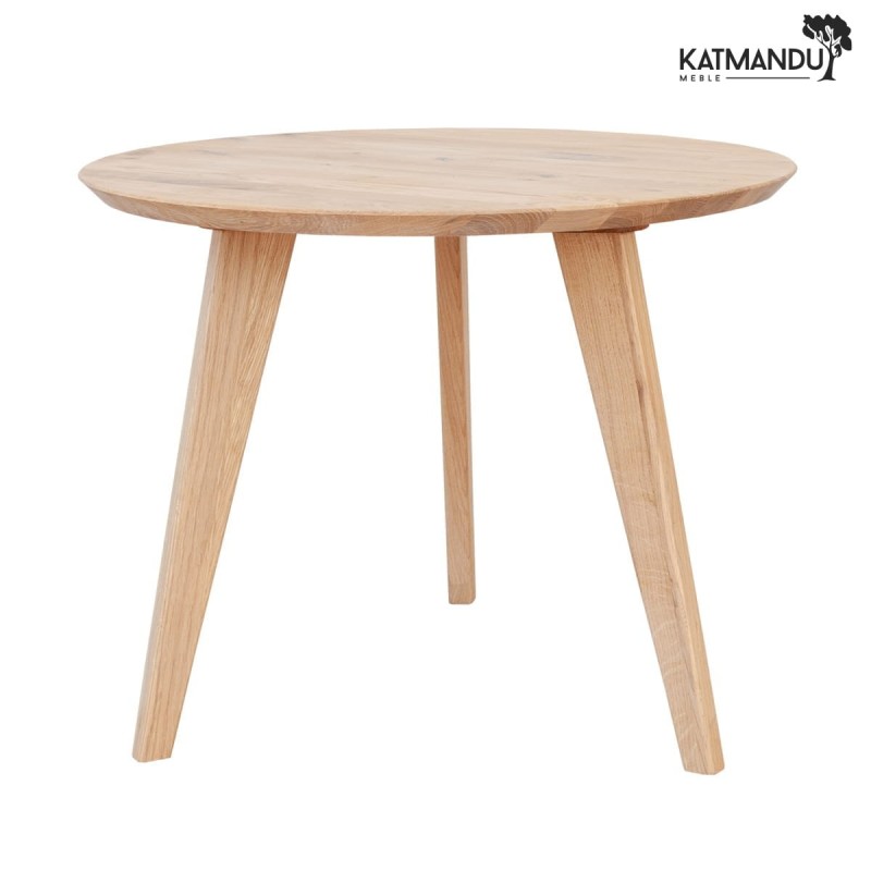 Ława dębowa Katmandu Meble ORBETELLO ⌀ 50 cm – minimalistyczny stolik kawowy z litego dębu