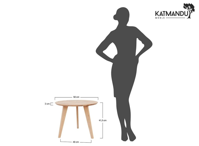 Infografika - Ława dębowa Orbetello ⌀ 50 cm