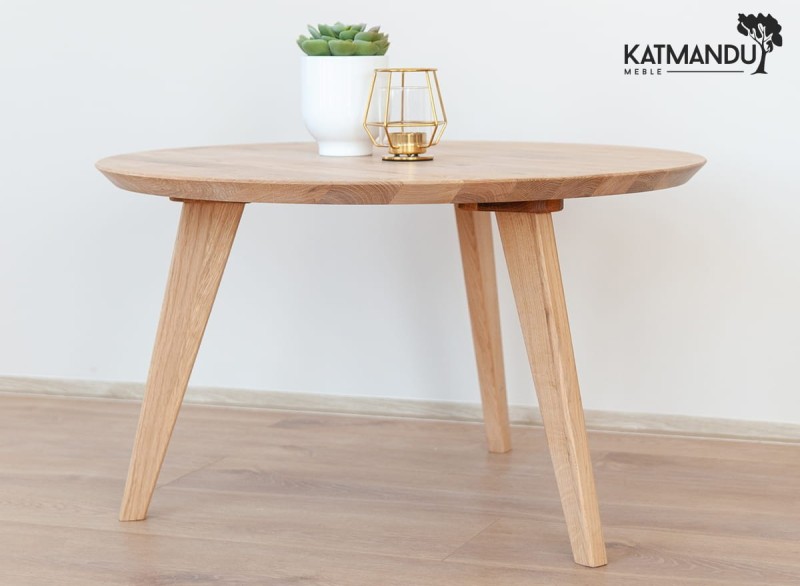 Detal nr2 - Okrągła ława dębowa Katmandu Meble ORBETELLO ⌀ 70 cm