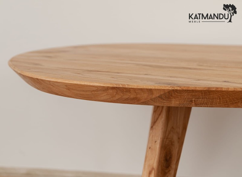 Detal nr2 - ława dębowa Katmandu Meble ORBETELLO ⌀ 90 cm