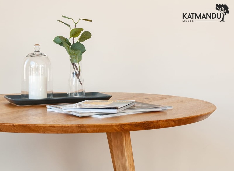 Detal nr4 - ława dębowa Katmandu Meble ORBETELLO ⌀ 90 cm