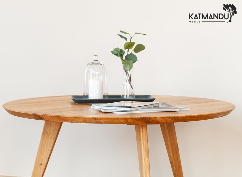 Detal nr5 - ława dębowa Katmandu Meble ORBETELLO ⌀ 90 cm