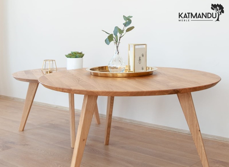 Detal nr6 - ława dębowa Katmandu Meble ORBETELLO ⌀ 90 cm