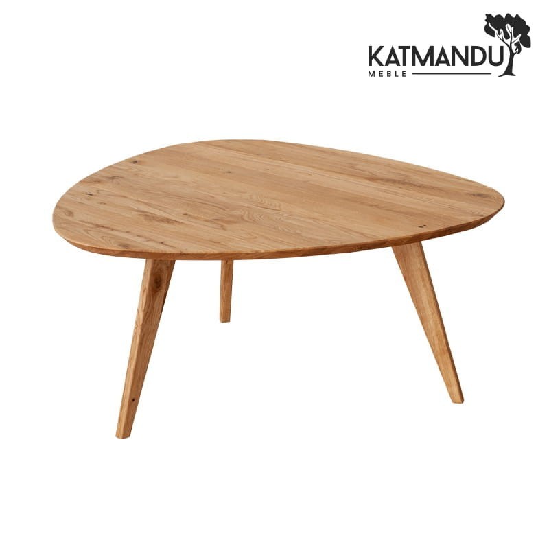 Owalna ława dębowa Katmandu Meble ORBETELLO 95×96 cm – duży owalny stolik kawowy z litego dębu