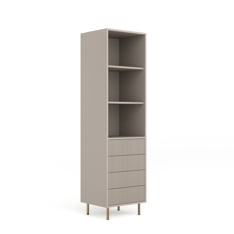 Pojedynczy regał New Elegance 4S z półkami i szufladami idealny do przechowywania książek i ozdób