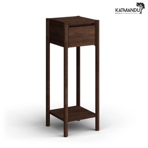 Stolik wysoki Katmandu CAMPI z szufladą (naturalne drewno dębu - kolor tabacco)