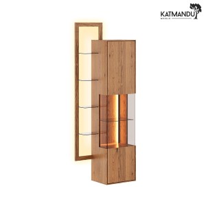 Witryna z regałem Katmandu COLLODI wysoka (naturalne drewno dębu – kolor dąb naturalny)