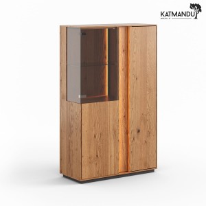 Witryna niska podwójna dębowa Katmandu COLLODI (naturalne drewno dębu – kolor dębowy)