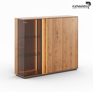 Witryna niska potrójna Katmandu COLLODI (naturalne drewno dębu – kolor dębowy)