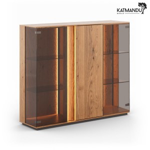 Witryna niska szklana Katmandu COLLODI (naturalne drewno dębu – kolor dębowy)