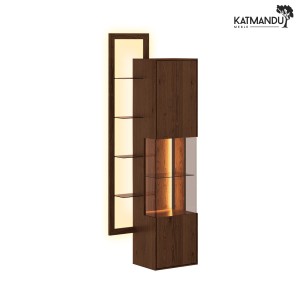Witryna z regałem Katmandu COLLODI wysoka (naturalne drewno dębu – kolor tabacco)