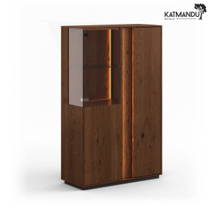 Witryna niska podwójna dębowa Katmandu COLLODI (naturalne drewno dębu – kolor tabacco)
