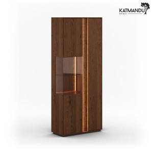 Witryna podwójna Katmandu COLLODI z przeszkleniem (naturalne drewno dębu – kolor tabacco)