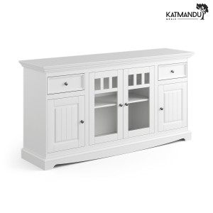 Komoda Katmandu BELLUNO ELEGANTE 4D biały – komoda czterodrzwiowa z przeszkleniem