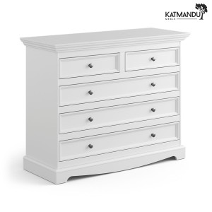 Komoda Katmandu BELLUNO ELEGANTE 5 szuflad biały – komoda drewniana z 5 szufladami
