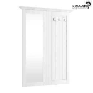 Wieszak Katmandu BELLUNO ELEGANTE biały – wieszak do przedpokoju z lustrem, drewniany panel ścienny