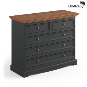 Komoda Katmandu BELLUNO ELEGANTE 5 szuflad grafit-dąb