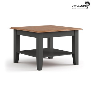 Ława Katmandu BELLUNO ELEGANTE mała grafit-dąb – prowansalska ława sosnowa z dębowym blatem