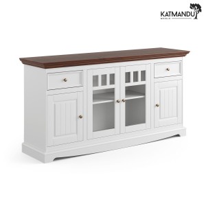 Komoda Katmandu BELLUNO ELEGANTE 4D biały-orzech z wieńcem orzechowym – prowansalska