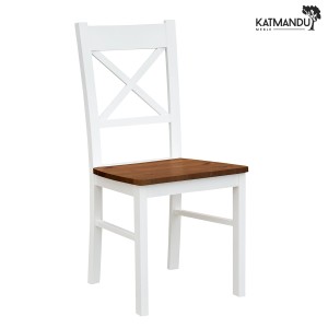 Krzesło Katmandu BELLUNO ELEGANTE 22 biały-orzech drewniane z siedziskiem w kolorze orzecha