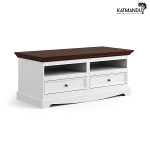 Komoda TV Katmandu BELLUNO ELEGANTE biały-orzech z blatem w kolorze orzecha