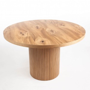 Okrągły stół Furnirest LUSSO średnica 110 cm (rozkładany do 150 lub 190 cm) dębowa podstawa i fornir dąb naturalny na blacie