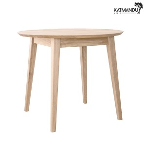 Stół okrągły Katmandu ORBETELLO 90 cm dębowy bielony
