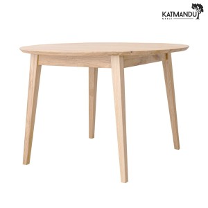 Stół okrągły Katmandu ORBETELLO 110 cm dębowy bielony