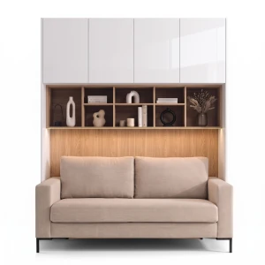 Zabudowa mebli New Elegance SLEEP VARIA z sofą z funkcją spania – system włoski – fronty biały połysk