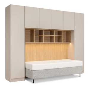 Zabudowa mebli New Elegance SLEEP VARIA z podstawą kontynentalną na nóżkach – kolory matowe