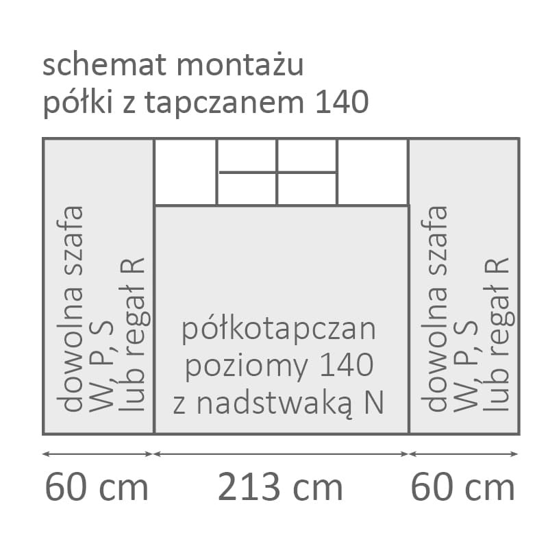 Schemat montażu półki z tapczanem 140x200