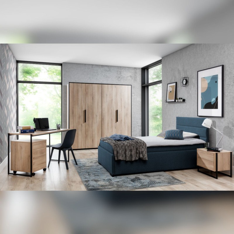 Sypialnia młodzieżowa LOFT LORENZO z łóżkiem tapicerowanym FIT YOUNG