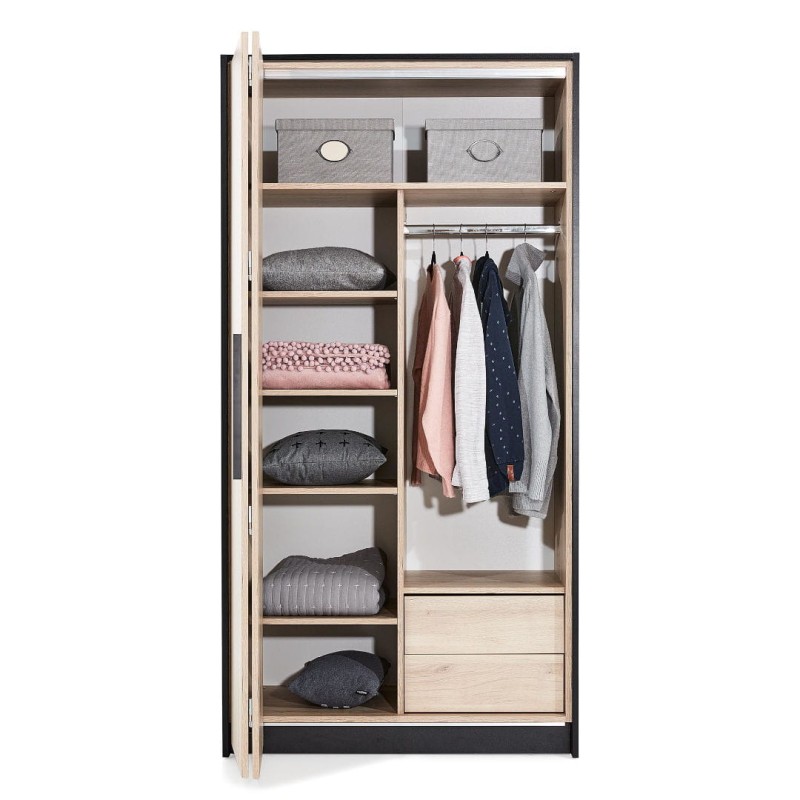 Wnętrze szafy LOFT LORENZO 2D otwieranej na lewo