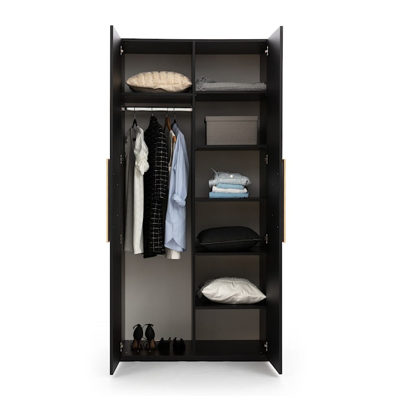 Wnętrze szafy New Elegance OVALO 2D z półkami i jednym drążkiem